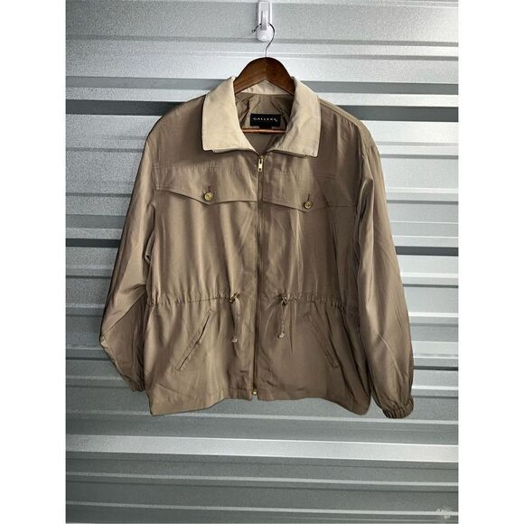 Gallery Jackets & Blazers - Tan Gallery Sport Gold Button Blouson Jacket Size L